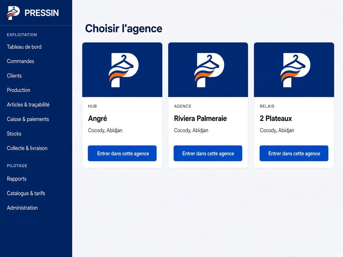 Sélection d’agences PRESSIN sur tablette